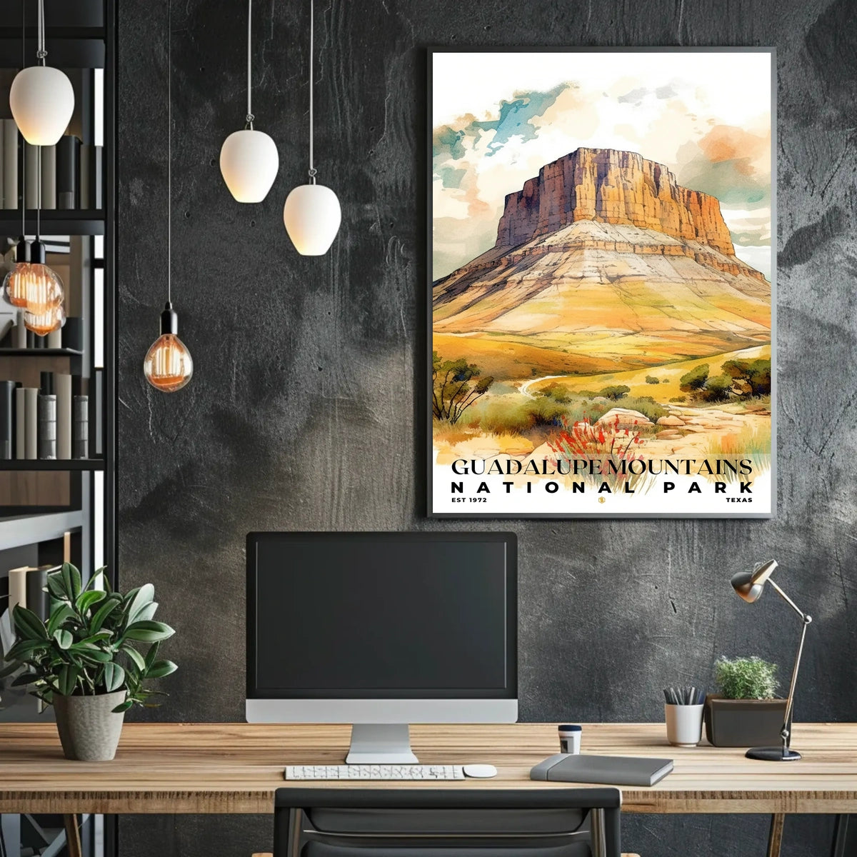 Guadalupe Mountains Watercolor Wall Art Poster