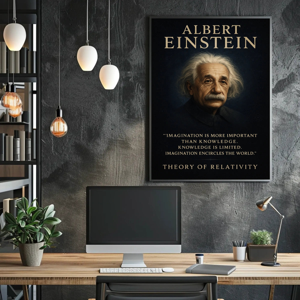 Albert Einstein Inspirational Photorealistic Poster for Creativity