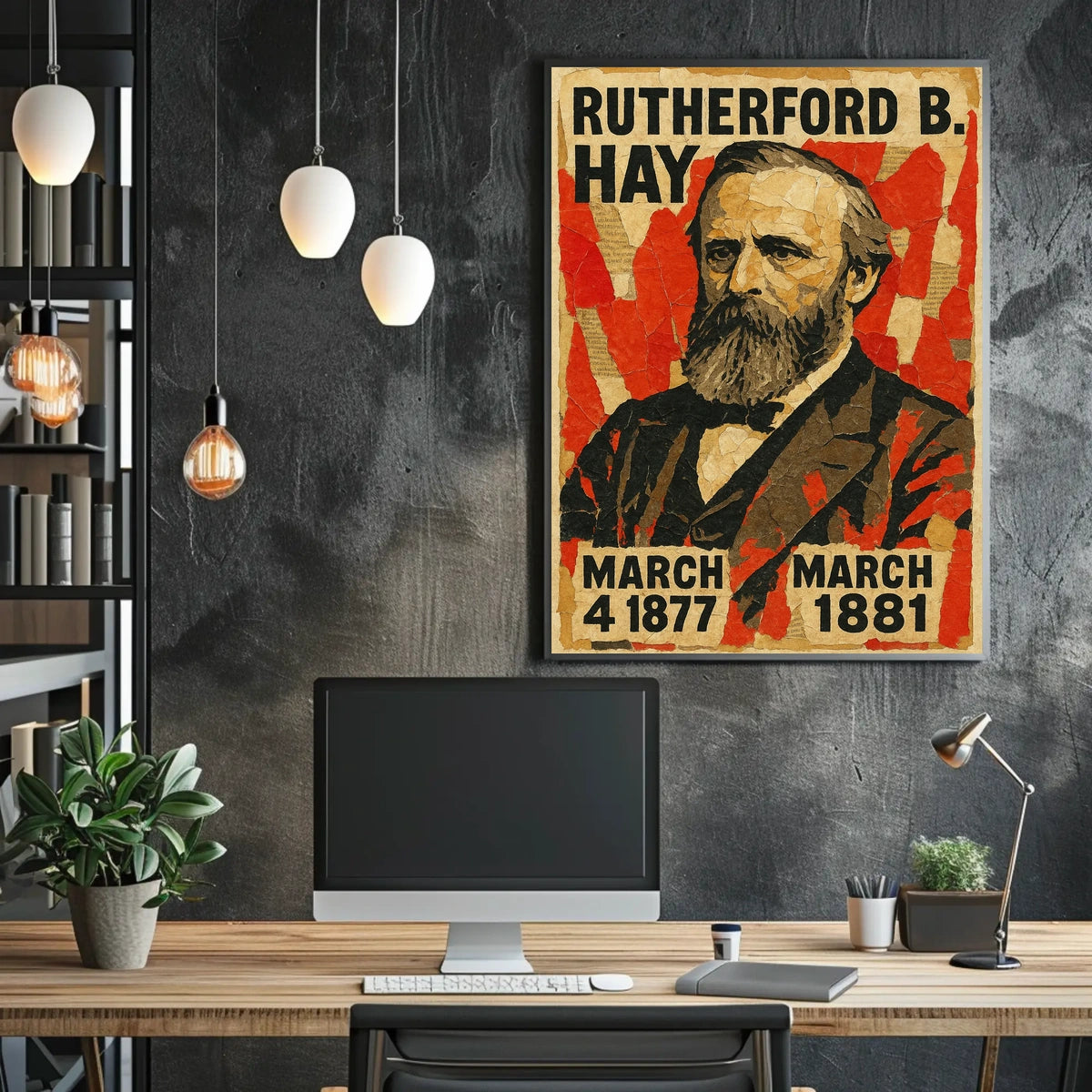 Rutherford B. Hayes 19th President of the United States Layered paper Collage Poster