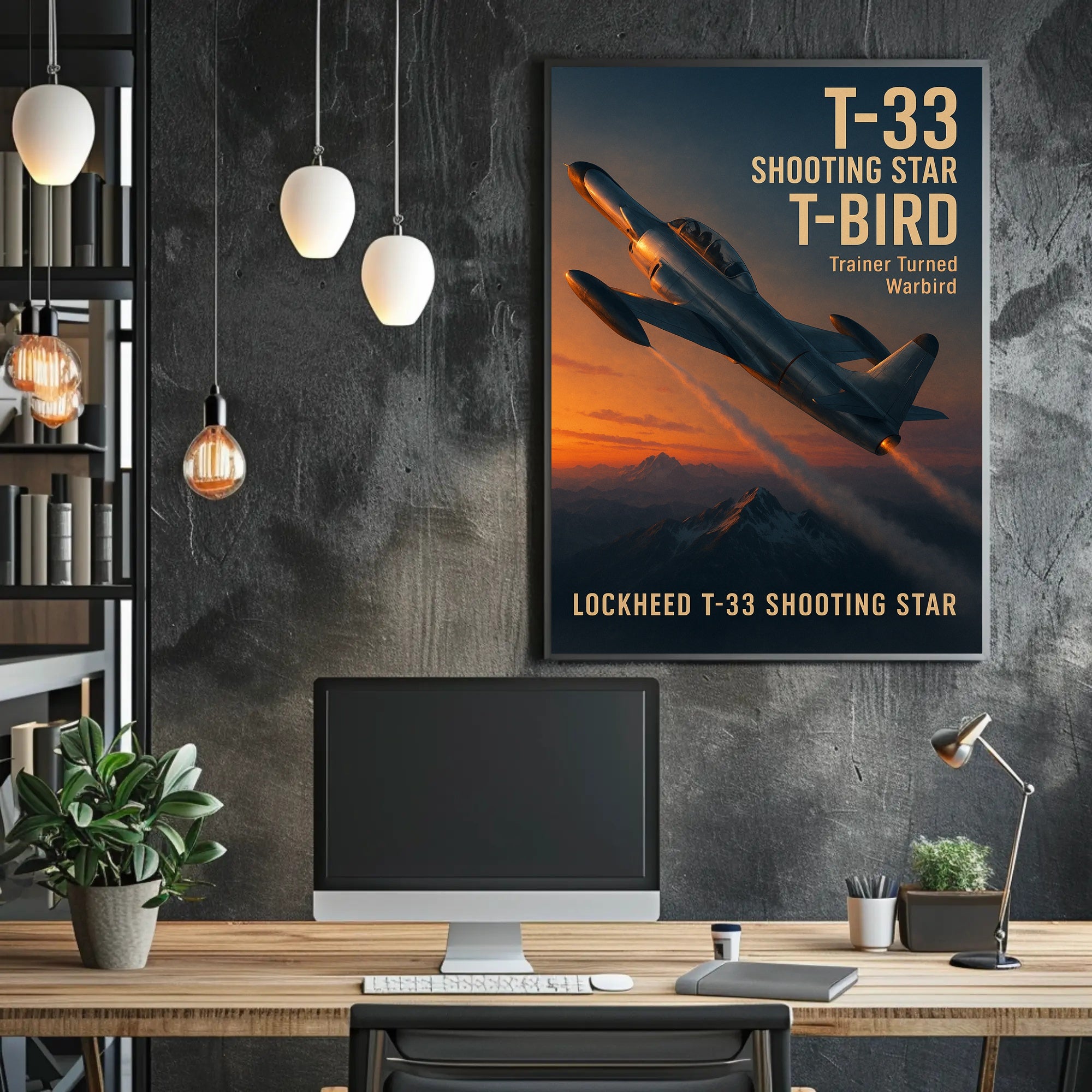 Lockheed T-33 Jet Trainer Aviation Art - Poster