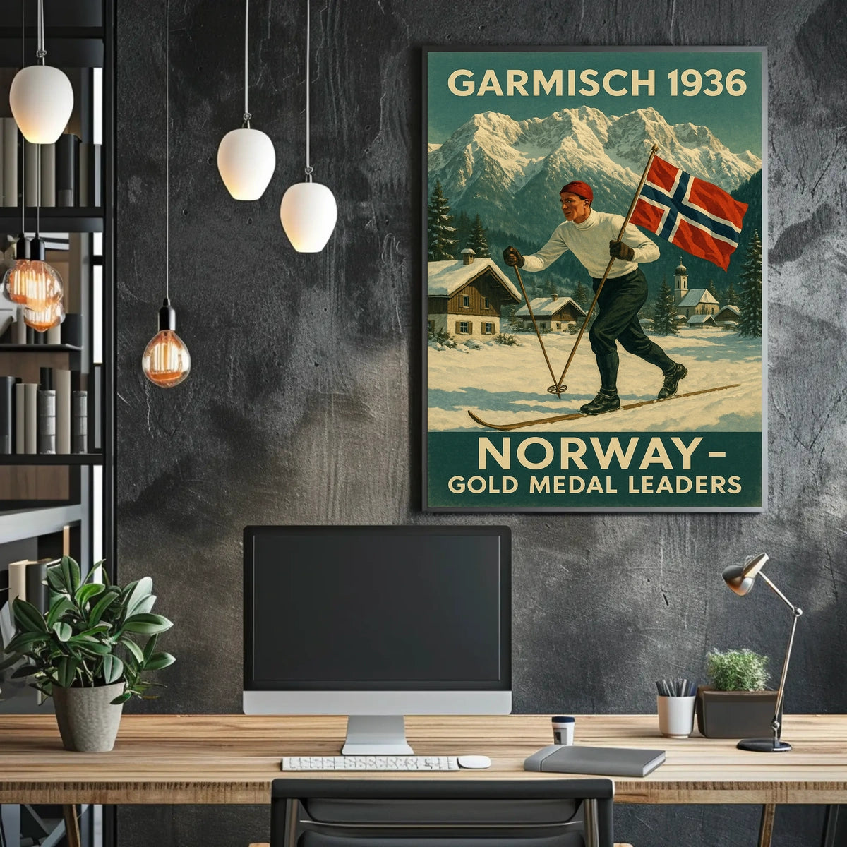 Garmisch 1936 Norway Gold Medal Poster
