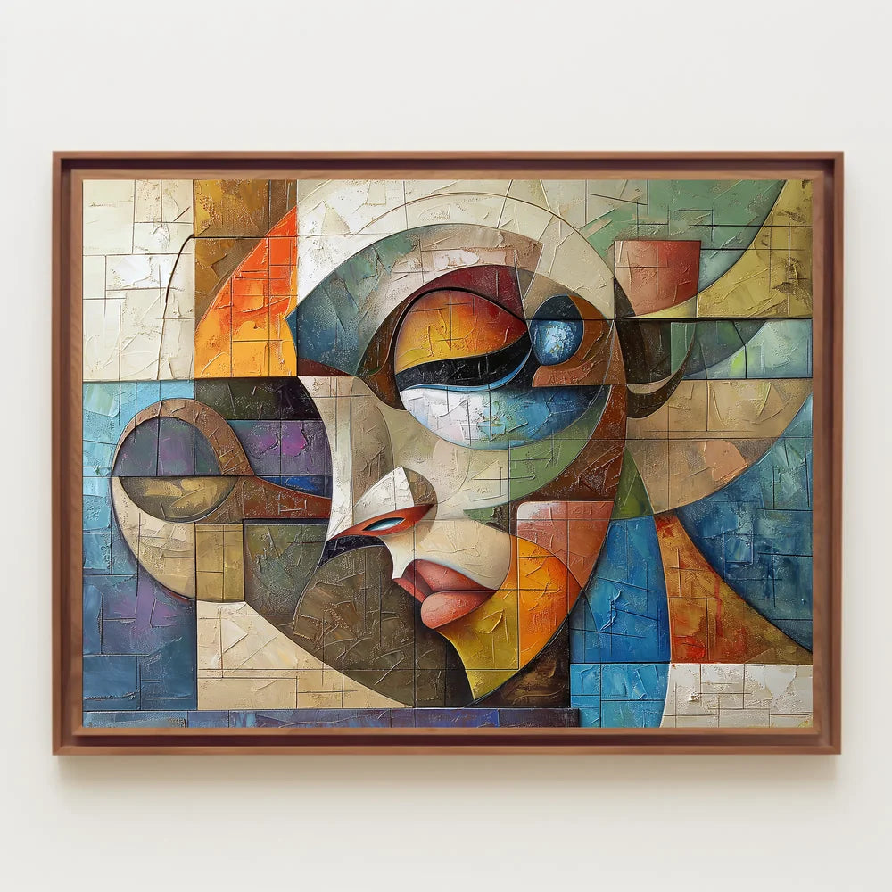 Cubist Abstract Face Art Poster: Vibrant Modern Design