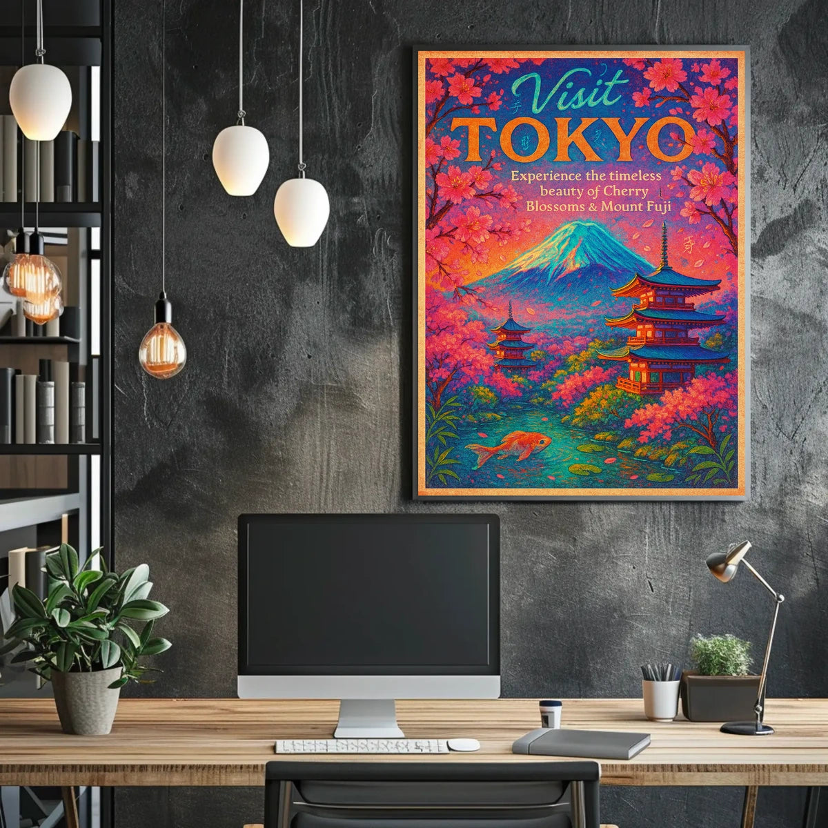 Visit Tokyo Cherry Blossoms Mount Fuji Poster