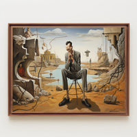 Introspective Surreal Landscape with Formal Figure: Artistic Poster