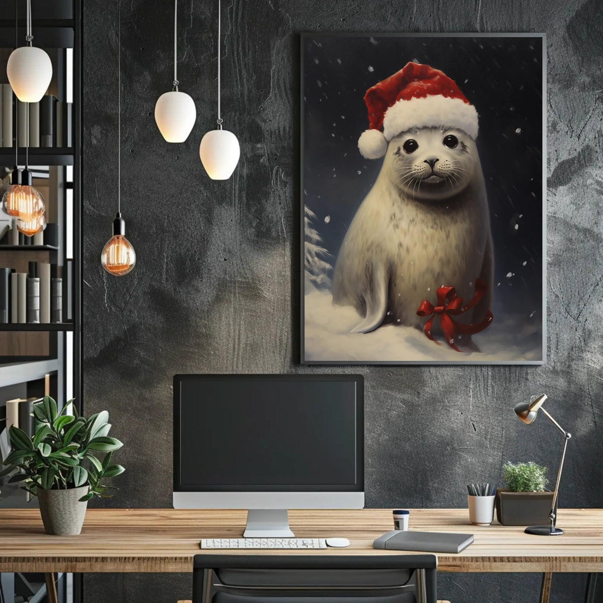 Festive Seal In Winter Wonderland Poster