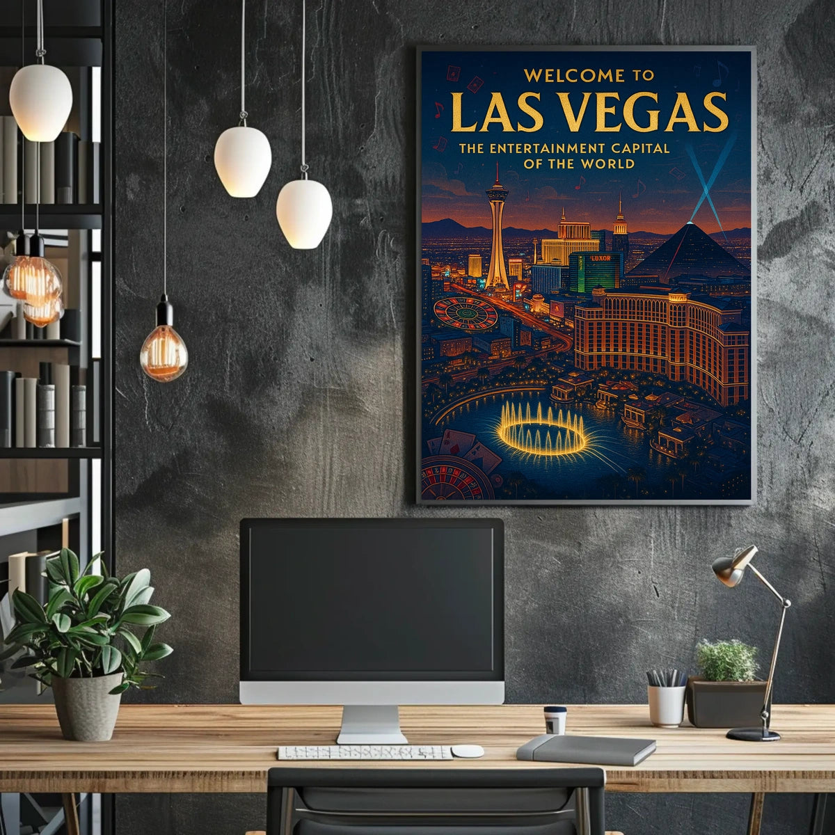 Las Vegas Poster For Home Decor Iconic Skyline Neon Lights