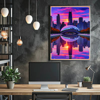 Chicago's Iconic Skyline at Sunset Poster