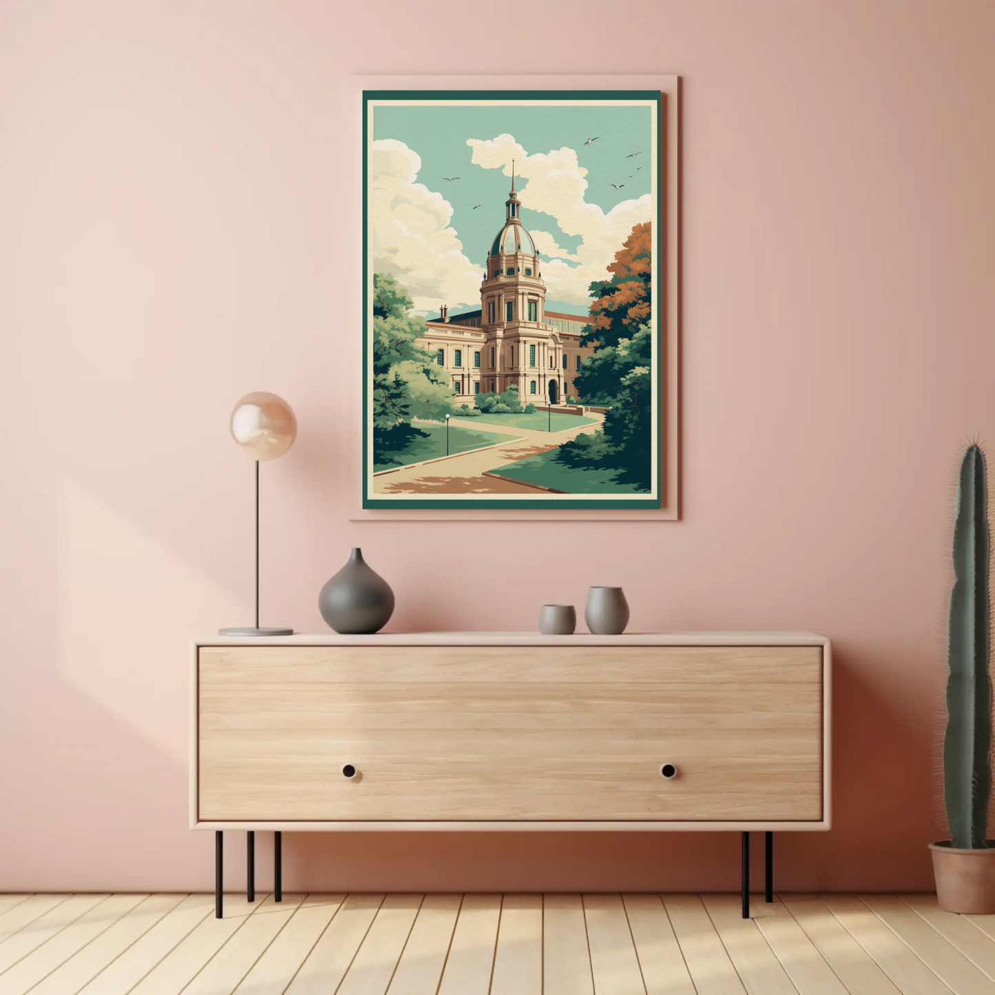 European Palace Garden Pathway Travel Poster