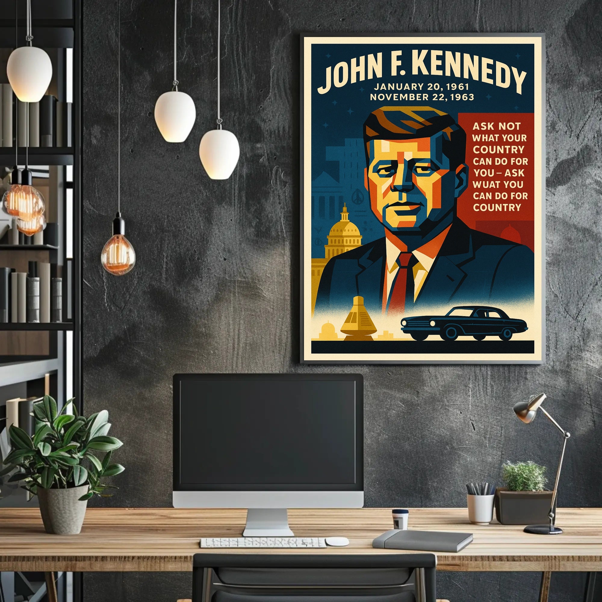 John F. Kennedy Vintage Patriotic Historical or Presidential Poster