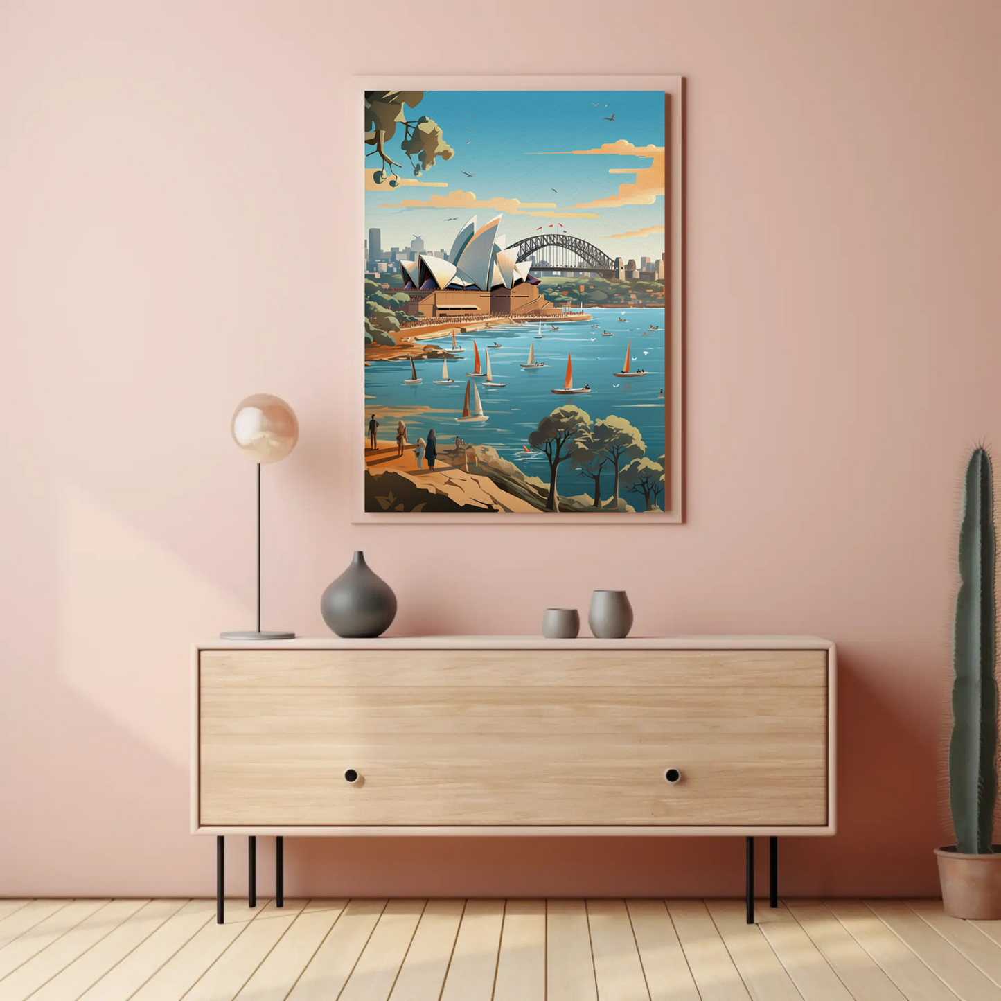 Sydney Opera House Harbor Bridge Boats View Travel Poster