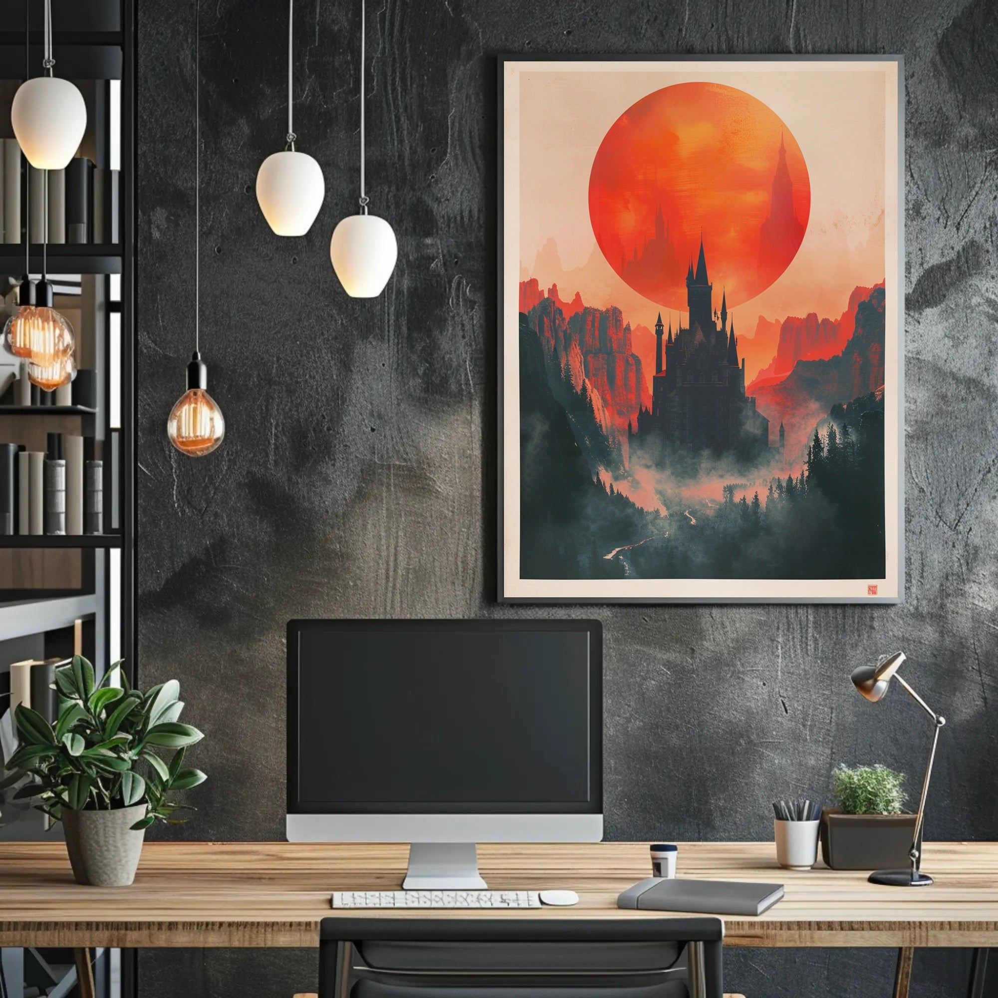 Castle Under the Red Sun Poster PosterGoat