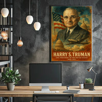 Harry S. Truman 33rd President of the United States Layered Digital Collage Poster