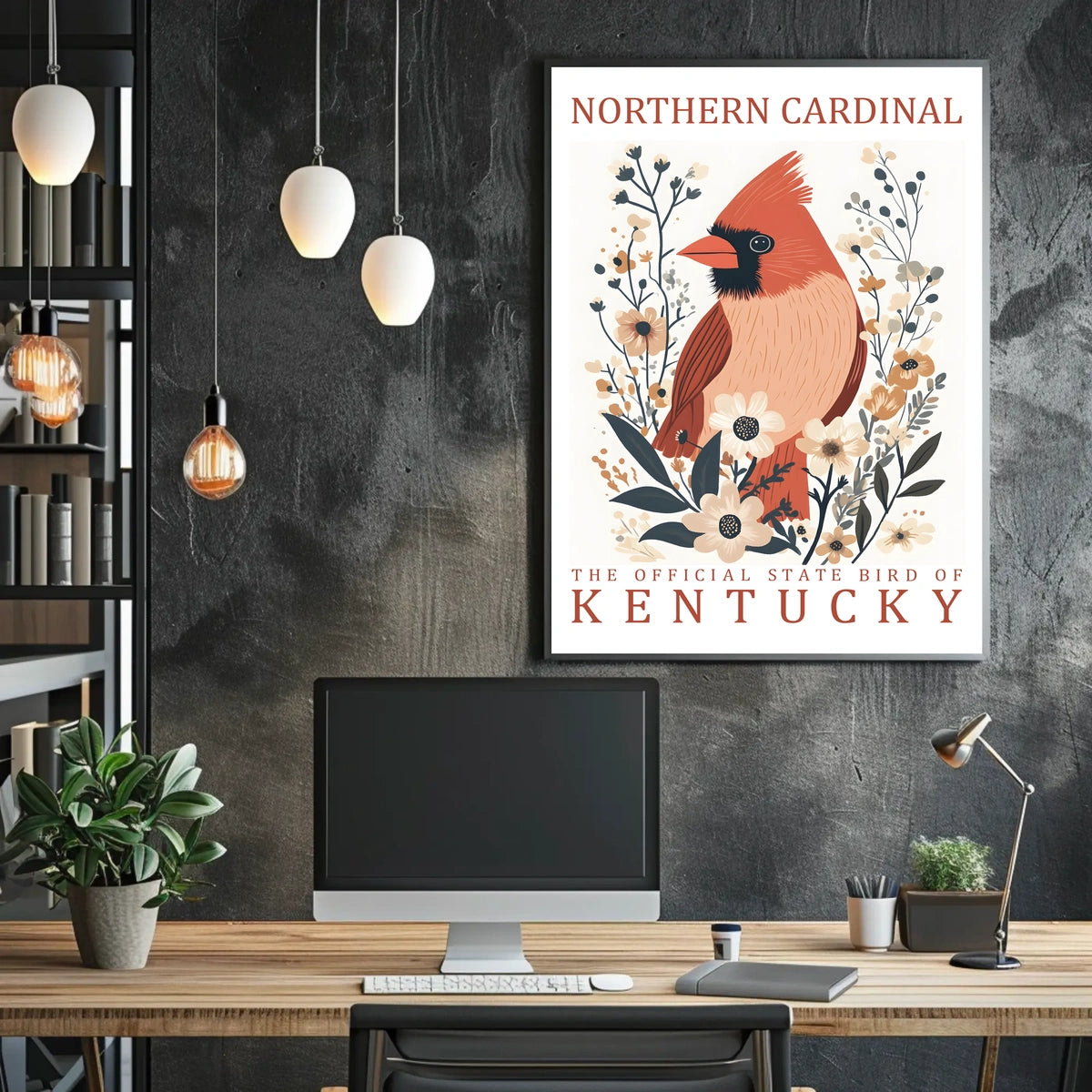 Northern Cardinal Kentucky State Bird Poster Art