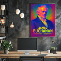 James Buchanan 15th President of the United States Neon Gradient Overlay Poster
