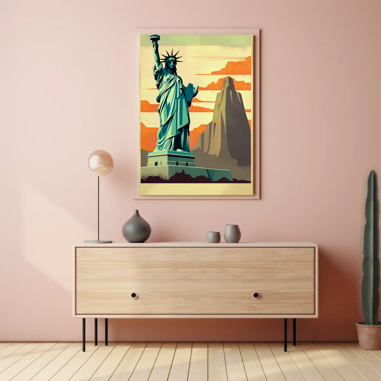 Statue Of Liberty Sunrise Monument Scene Travel Poster