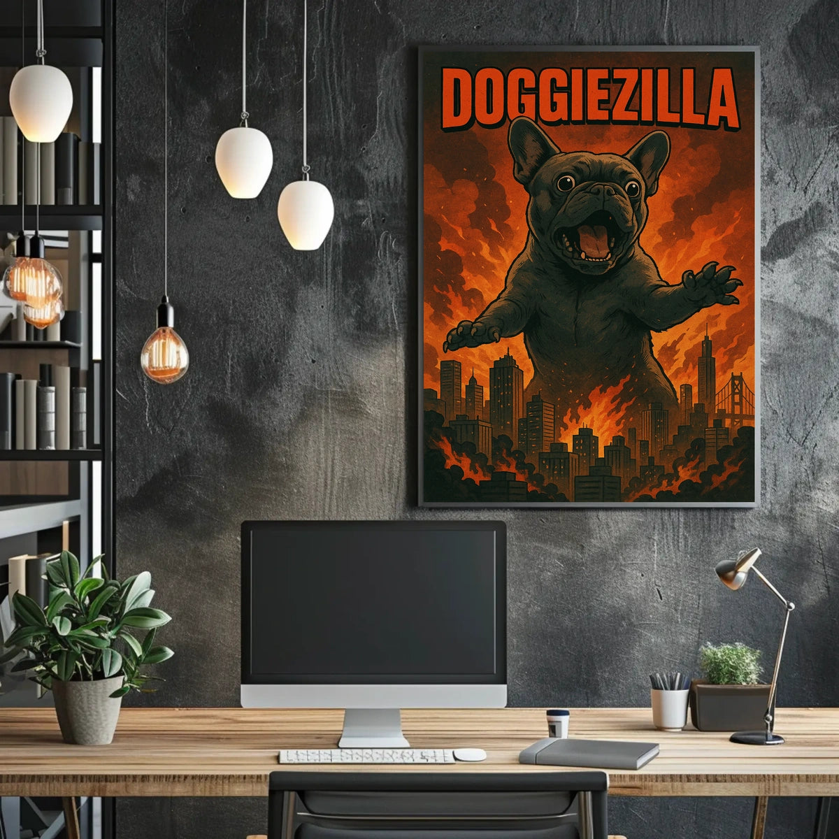Doggiezilla Poster Real World Scenery Wall Art 18x24