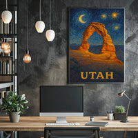 Delicate Arch Under Starry Night in National Park Poster