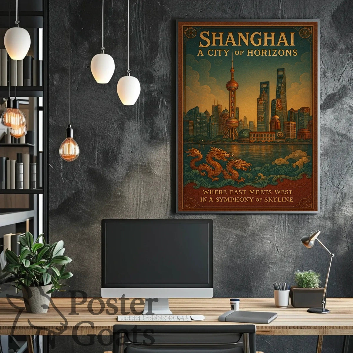 Shanghai Skyline Travel Poster