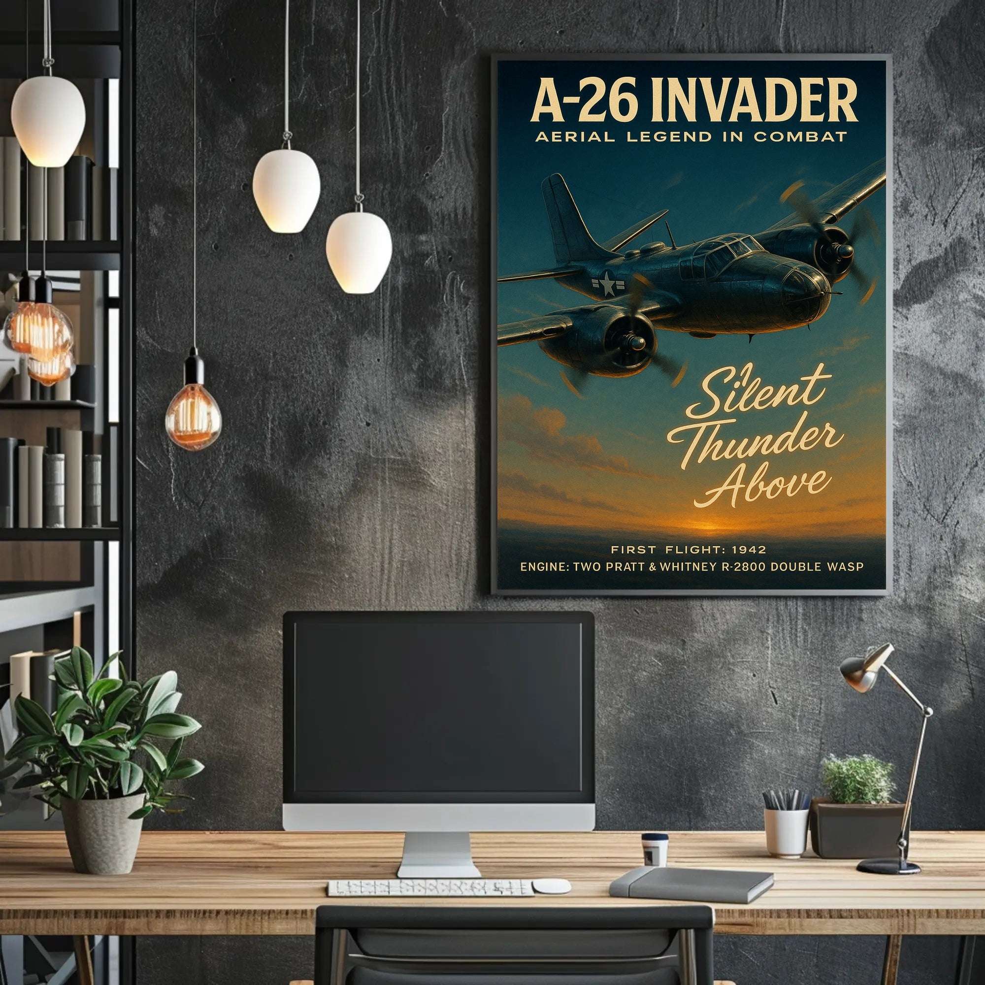 A-26 Invader Vintage WWII Aviation Art Poster
