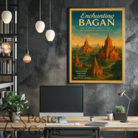 Bagan Travel Poster: Vintage Art of Timeless Beauty