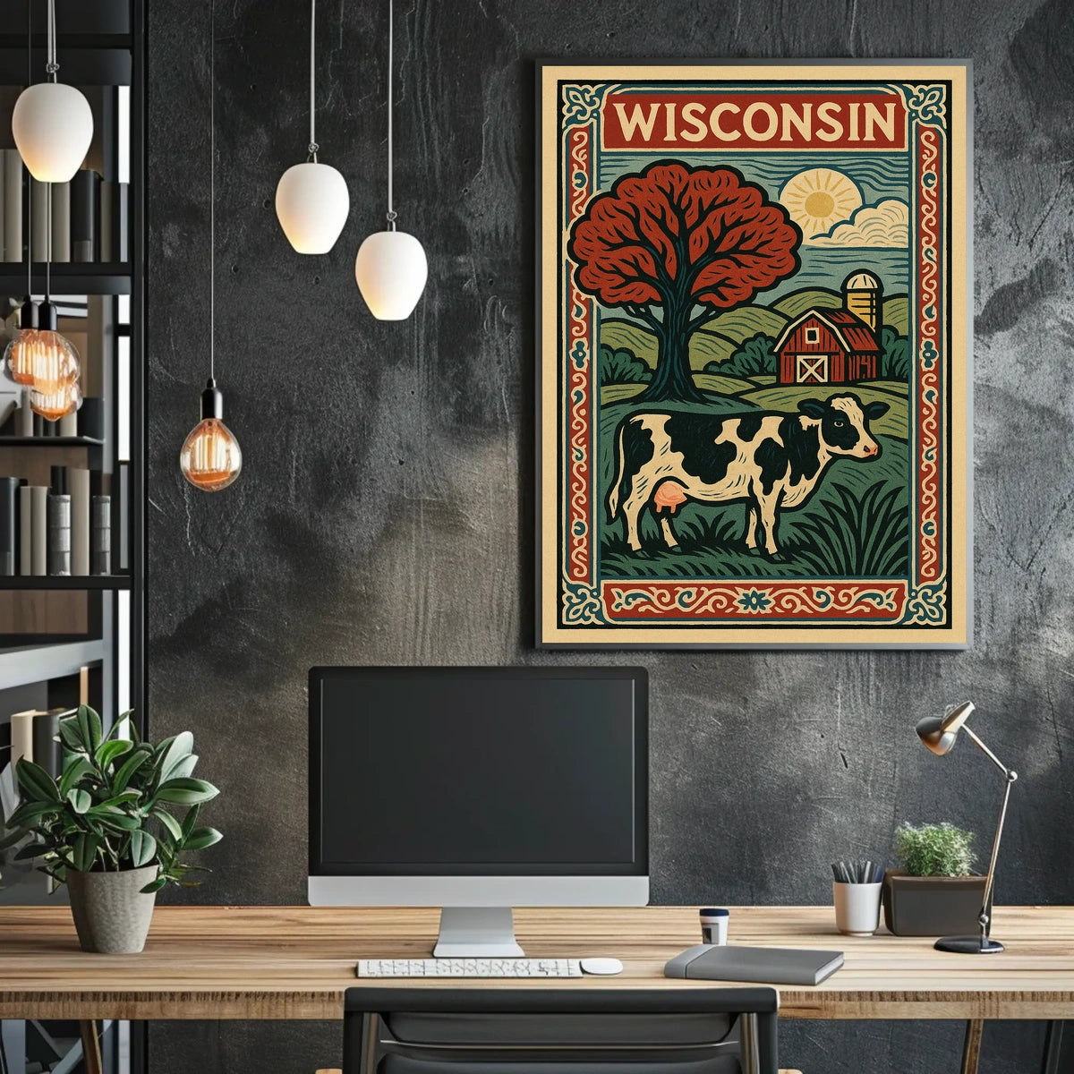 Wisconsin Countryside Vintage Rustic Cozy Poster