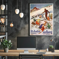 Skiing Rabbits in St. Anton Vintage Travel Poster PosterGoat