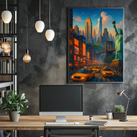 New York City Twilight Scene Poster For Bold Urban Decor