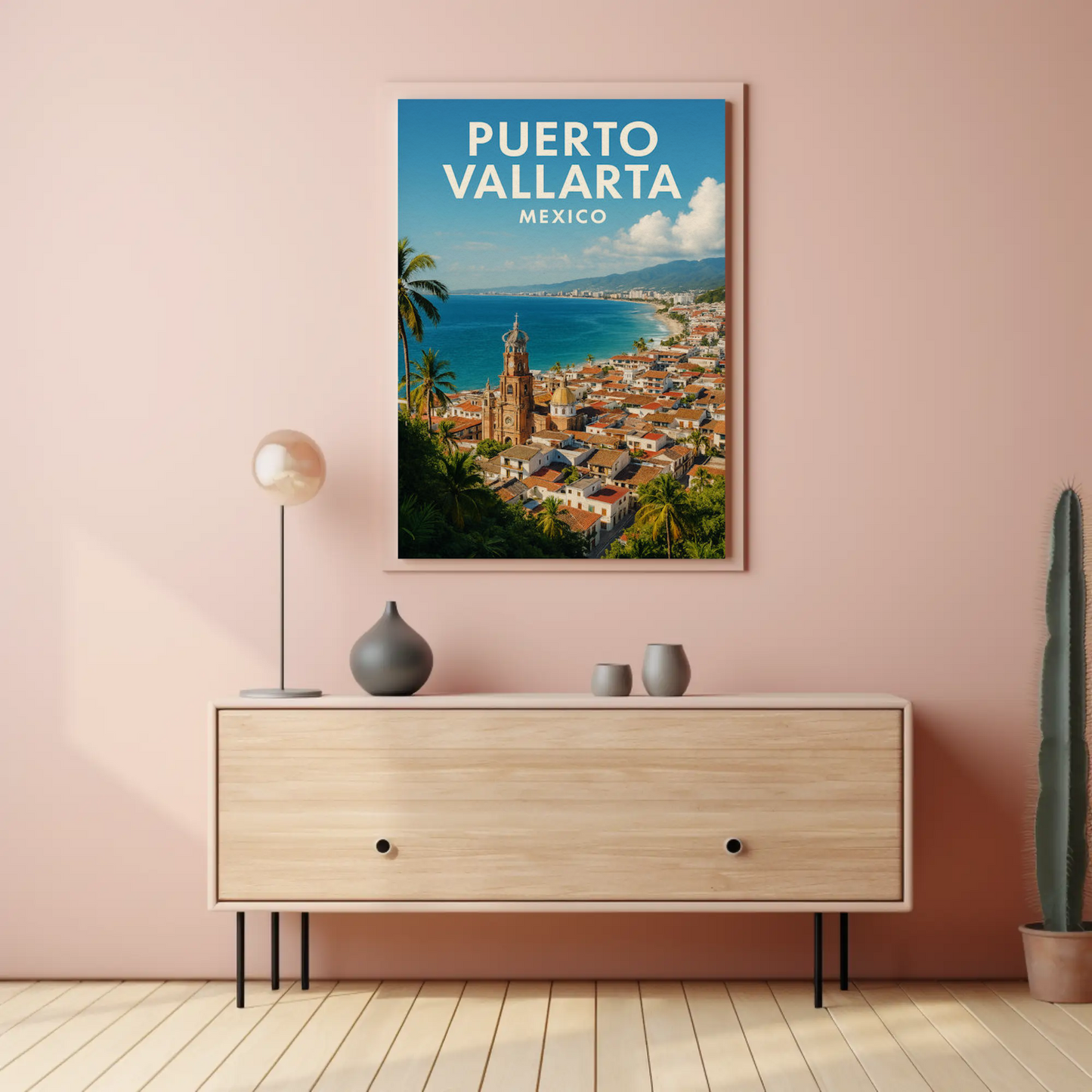 Puerto Vallarta Mexico Aerial Beach View Travel Poster