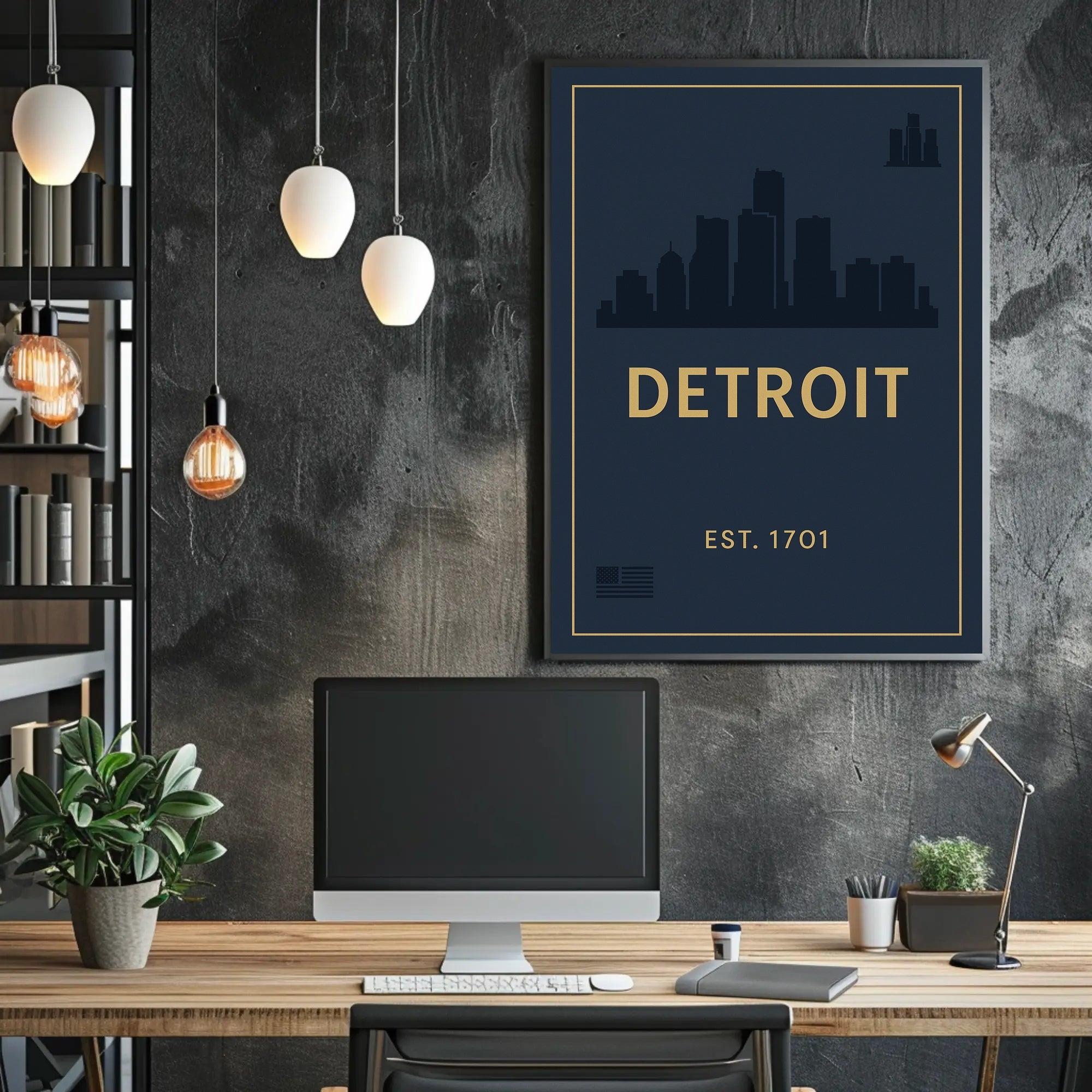 Detroit Skyline – Est. 1701 Poster PosterGoat