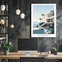 Luxurious Contemporary House Illustration Poster - Urban or Cityscape Poster PosterGoat