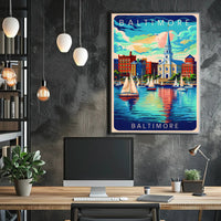 Baltimore Harbor Illustration Poster