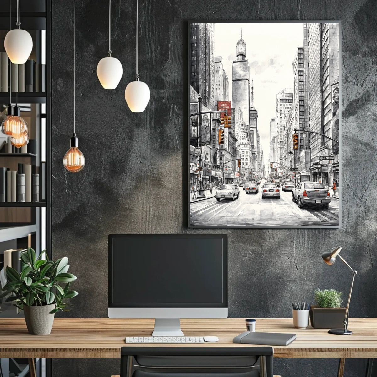 Bustling City Scene with Iconic New York Charm: Travel Poster