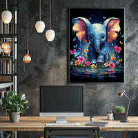 Whimsical Wilderness Surreal Elephant Calf Playful Poster