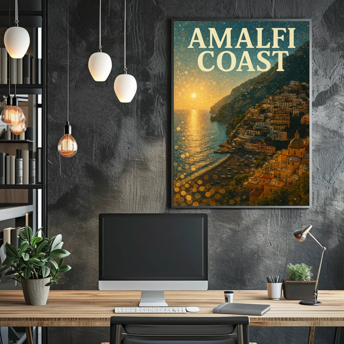 Amalfi Coast Sunset Poster 18x24 Premium Wall Art Decor