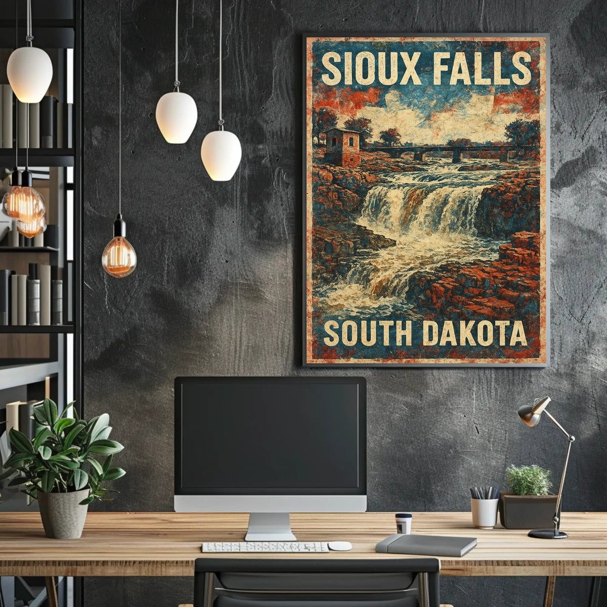 Sioux Falls Scenic Nostalgic Travel Art Deco Poster