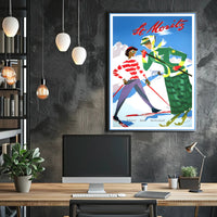 Vintage St. Moritz Skiers Travel Poster PosterGoat