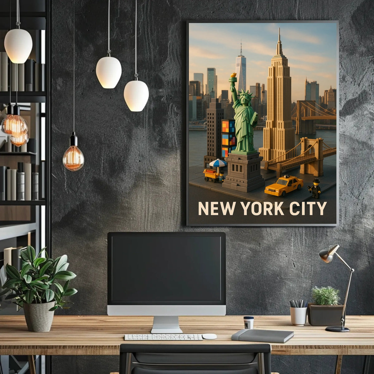 New York City Lego Art Poster Abstract Playful Wall Art