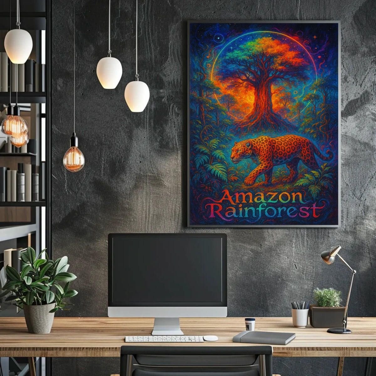 Amazon Rainforest Jaguar: Surreal Jungle Art Poster