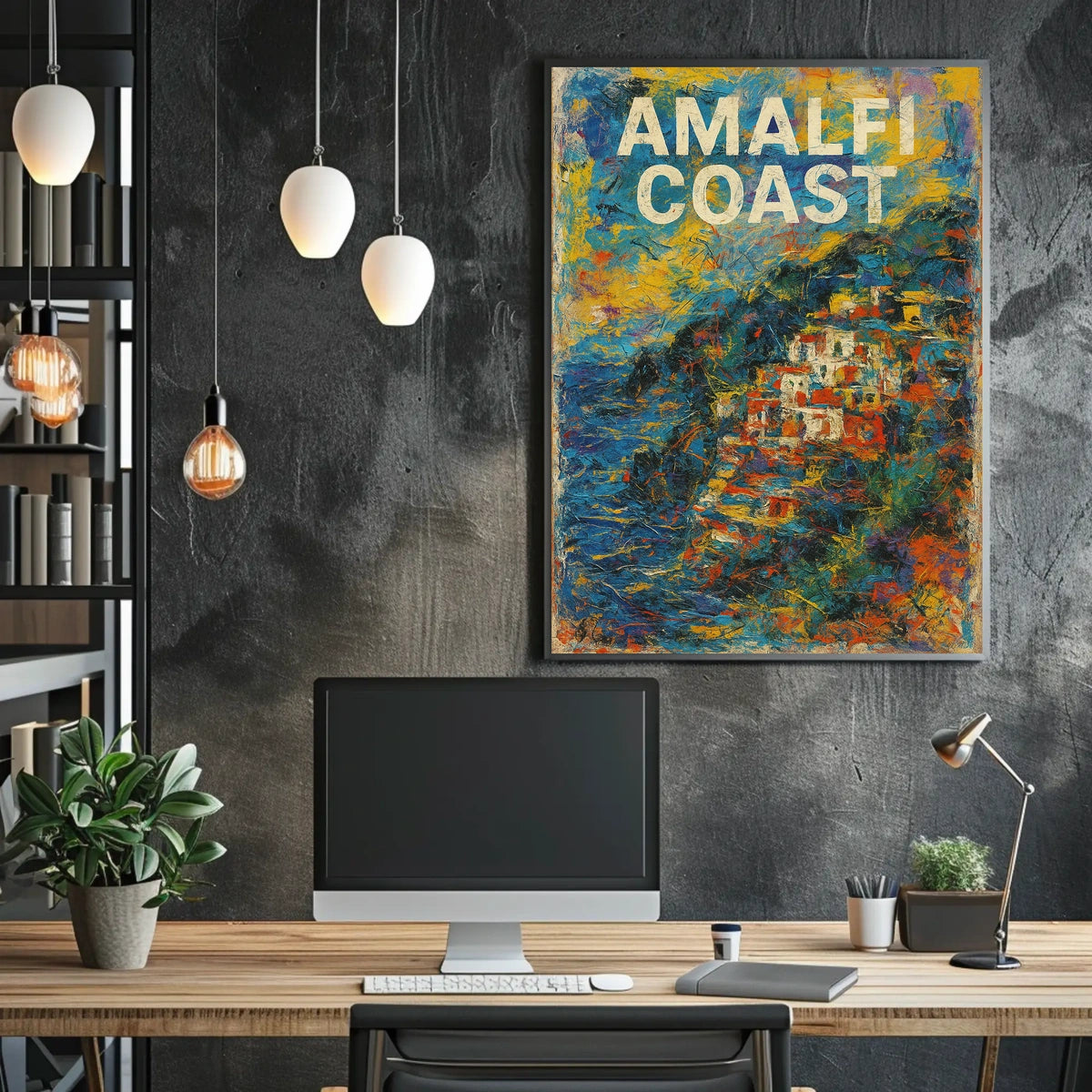 Amalfi Coast Poster Art 18x24 Coastal Wall Decor Gift