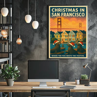 San Francisco Christmas Cityscape Festive Scenic Travel Lovers Home Decor Poster