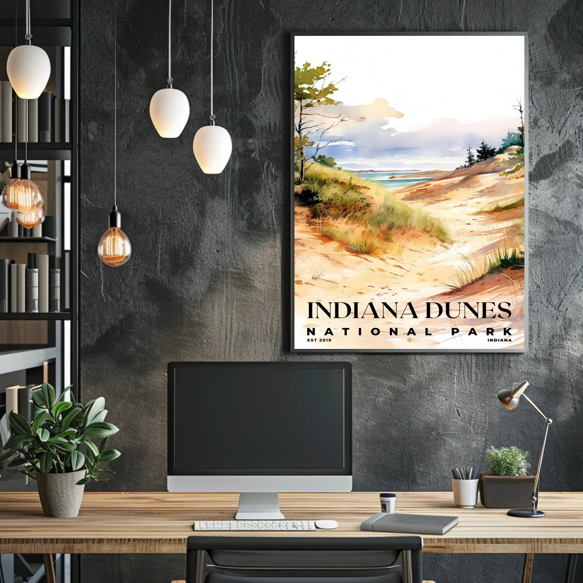 Indiana Dunes Watercolor Wall Art Poster