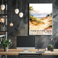 Indiana Dunes Watercolor Wall Art Poster