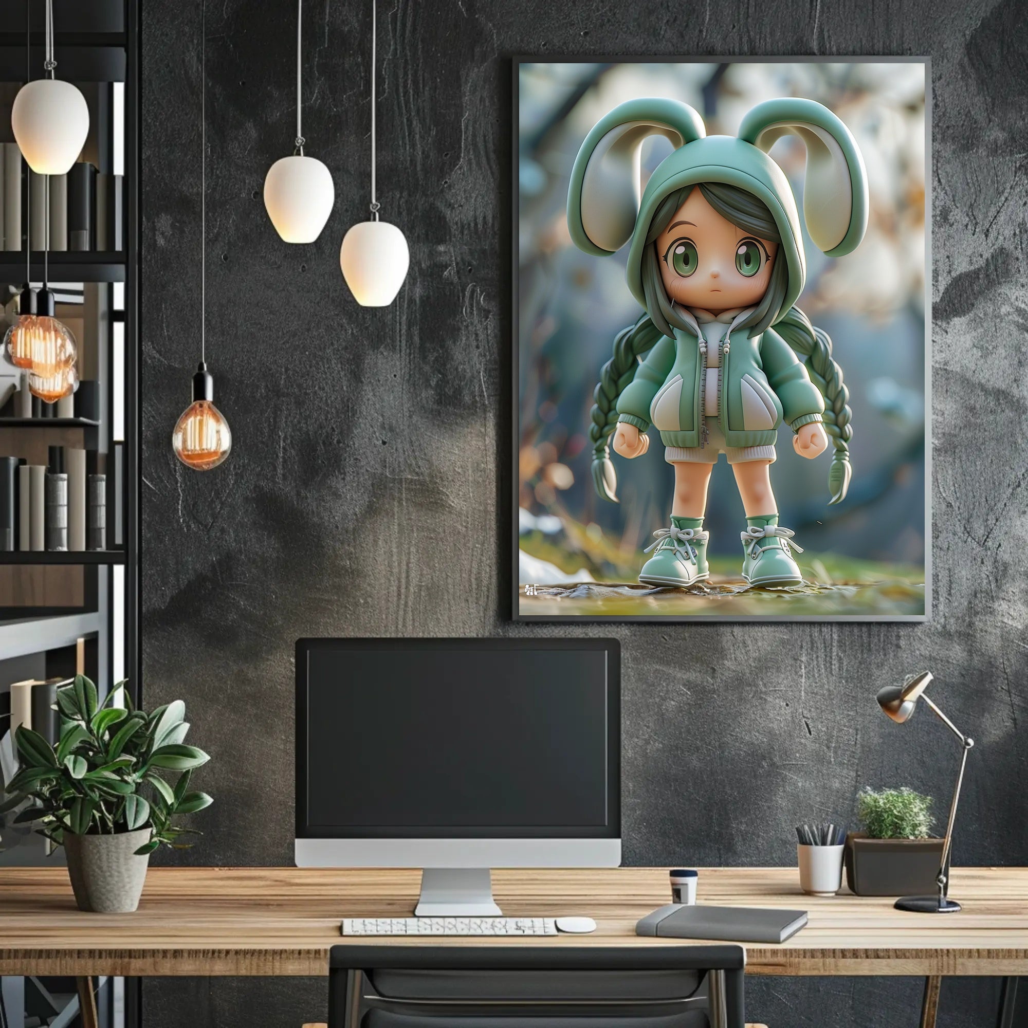 Chibi Bunny Ears Anime Pop Culture Poster PosterGoat