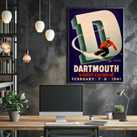 Dartmouth Winter Carnival 1941 Skier Sports Poster PosterGoat