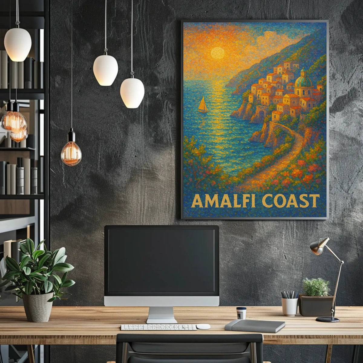 Amalfi Coast Poster Wall Art 18x24 Inch Print Coastal Decor