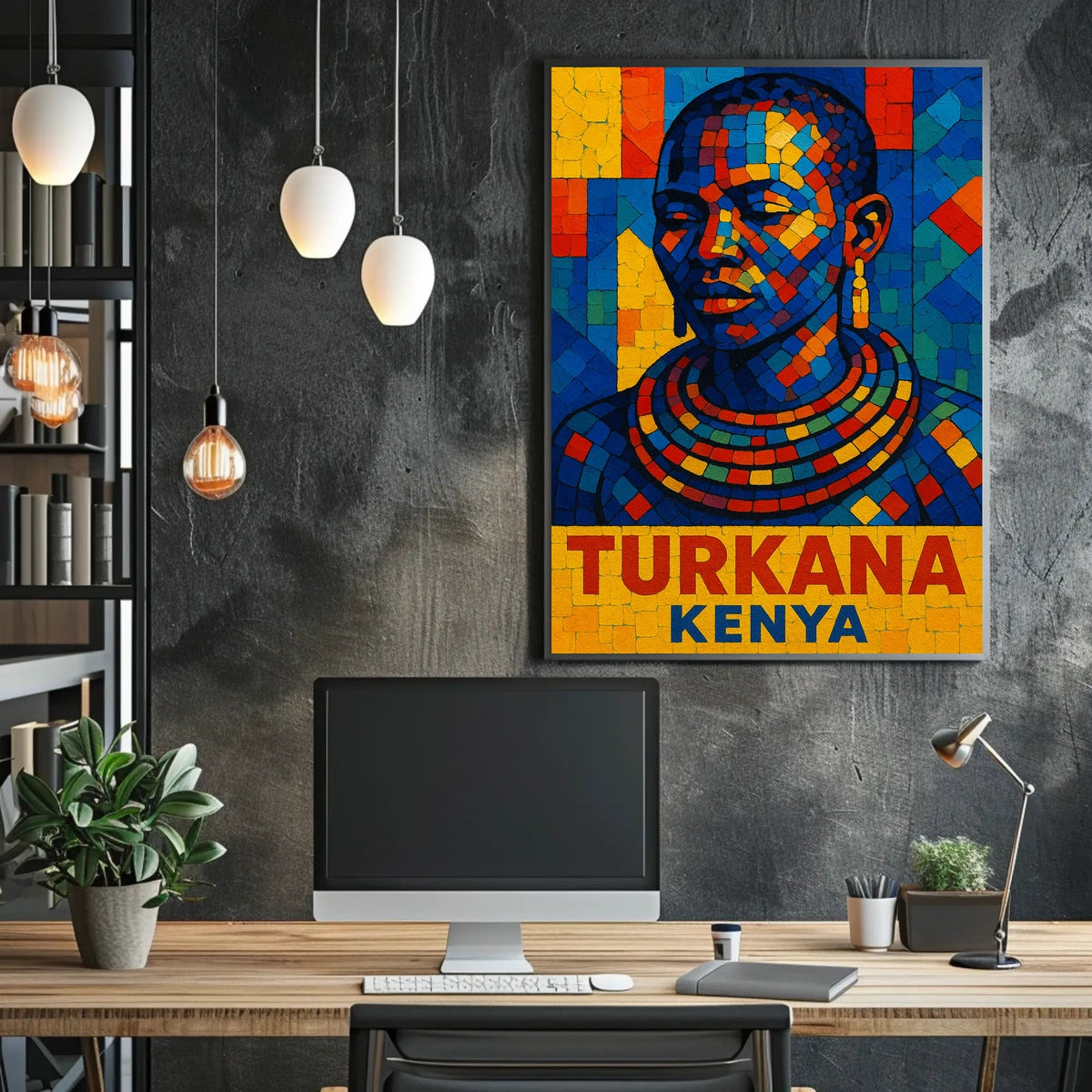 Turkana Kenya Vibrant Mosaic Art Poster
