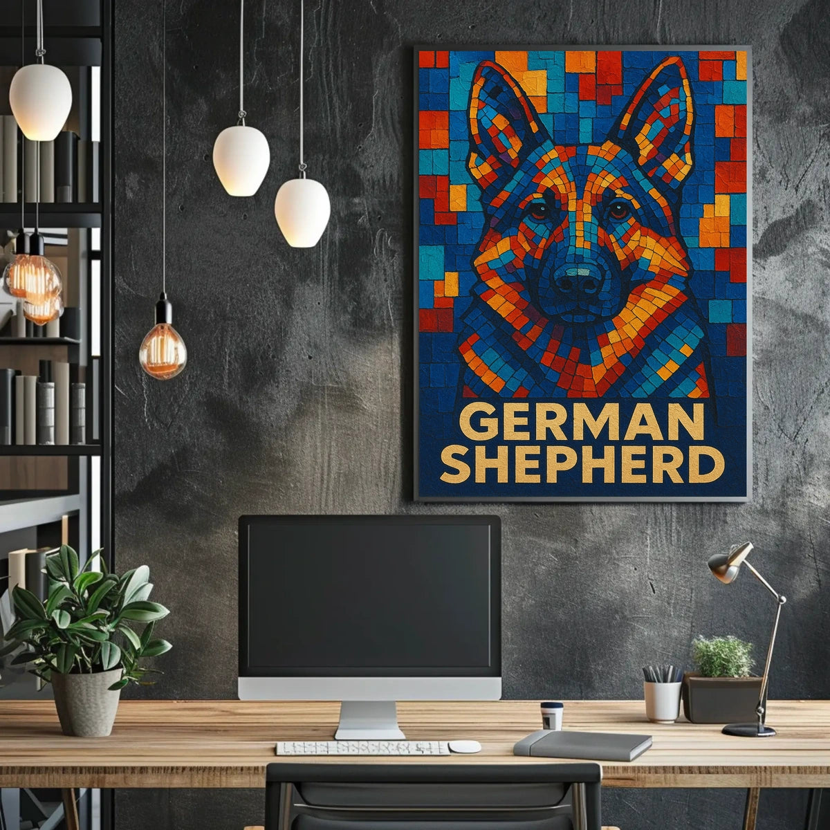 German Shepherd Mosaic Art Poster