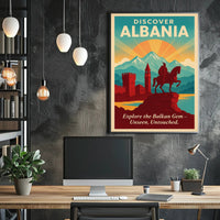 Albanian Alps Adventure Vintage Travel Poster