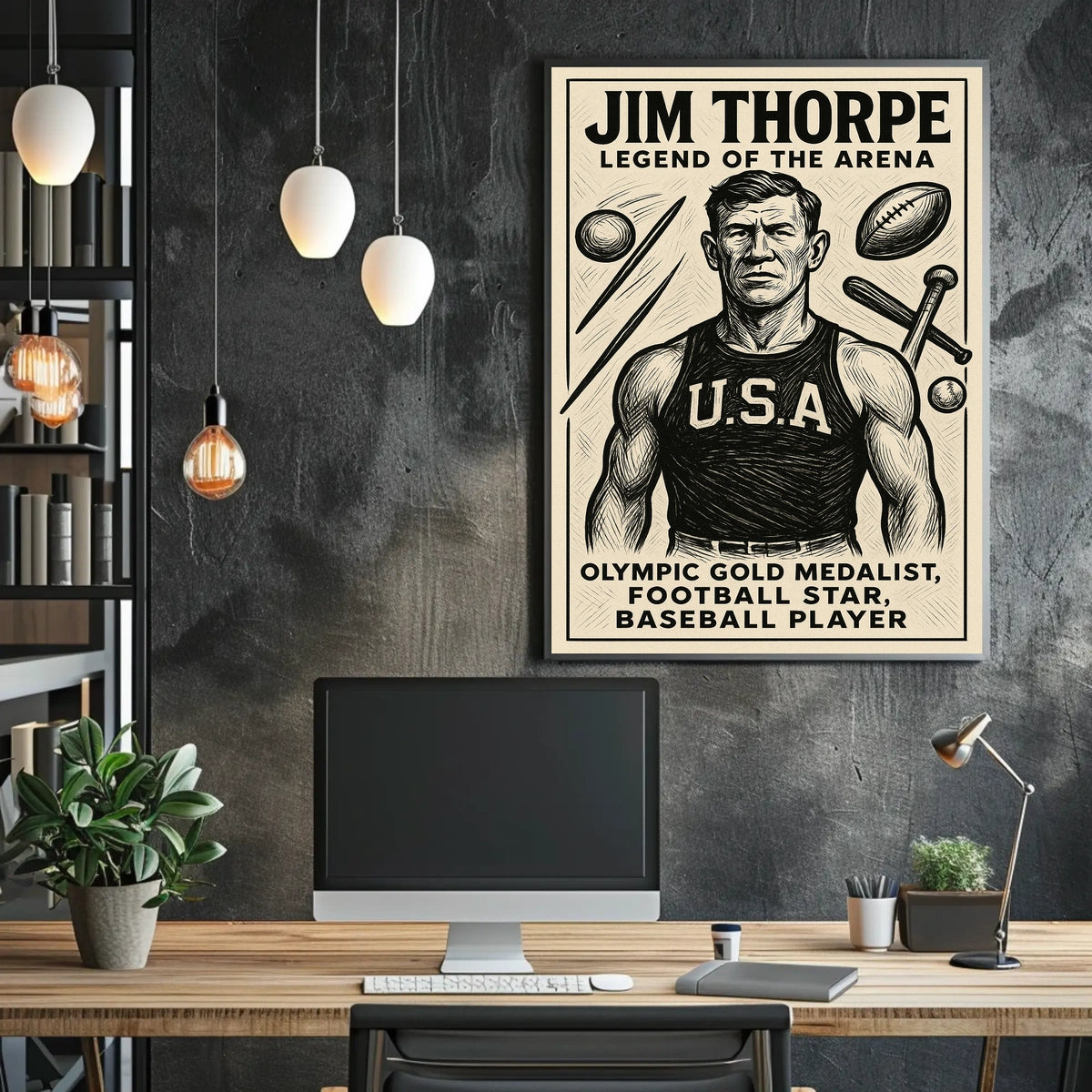Jim Thorpe Iconic Sports Legend Poster