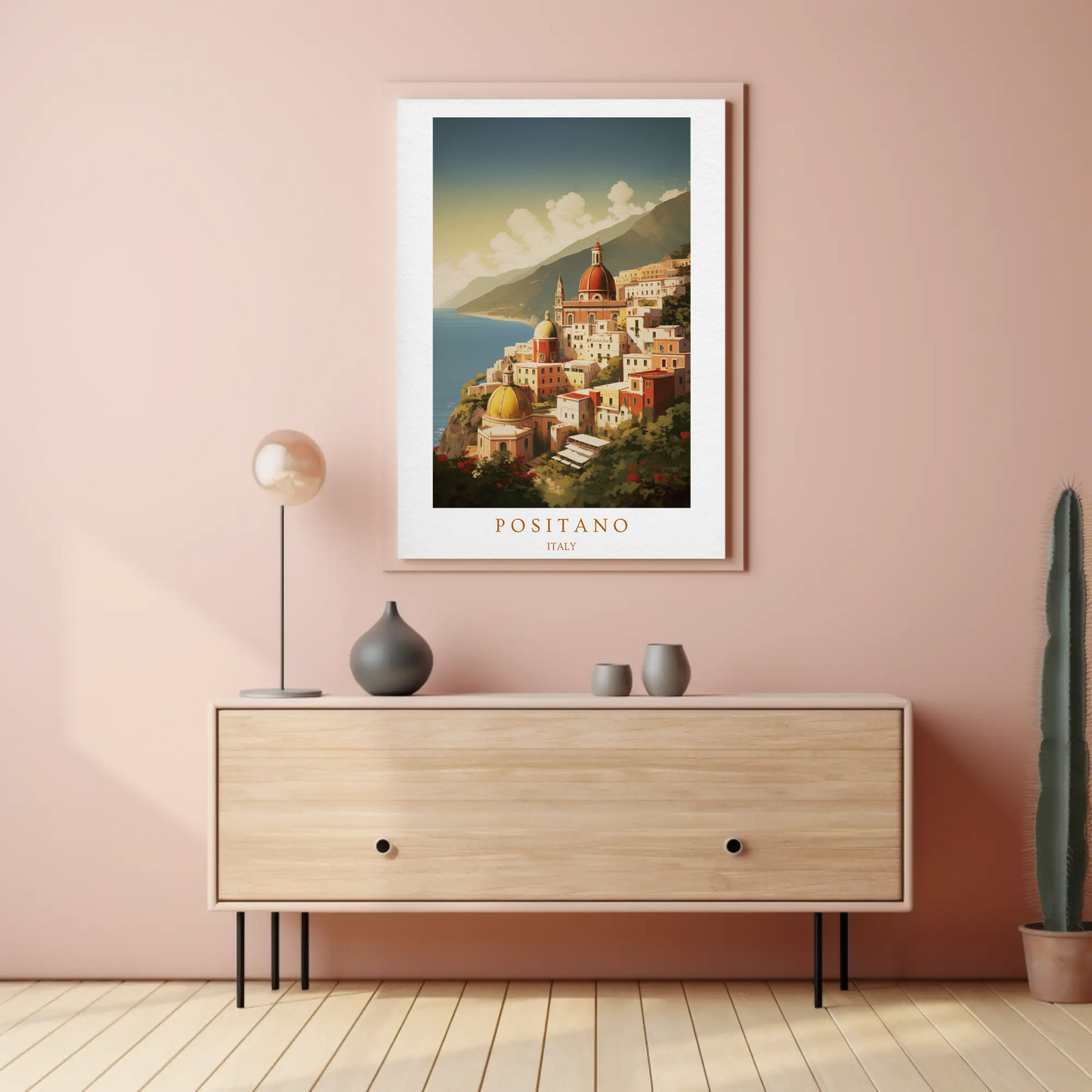 Positano Italy Coastal Village Sunset Travel Poster